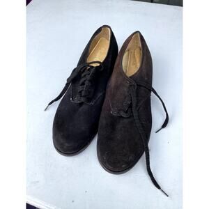 Women's Barefoot Freedo Black Suede Lace Up Oxford Size 6